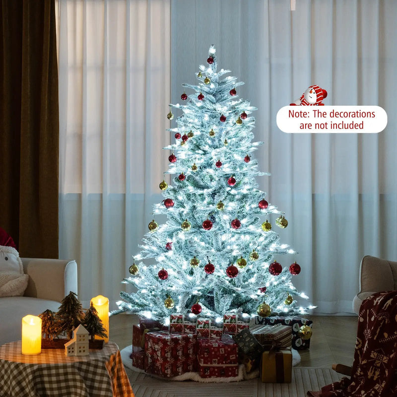 6 Feet Snow Flocked Artificial Christmas Tree with Cool White LED Lights by DirectDeals
