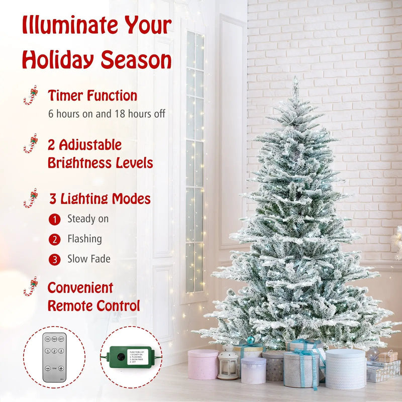 6 Feet Snow Flocked Artificial Christmas Tree with Cool White LED Lights by DirectDeals