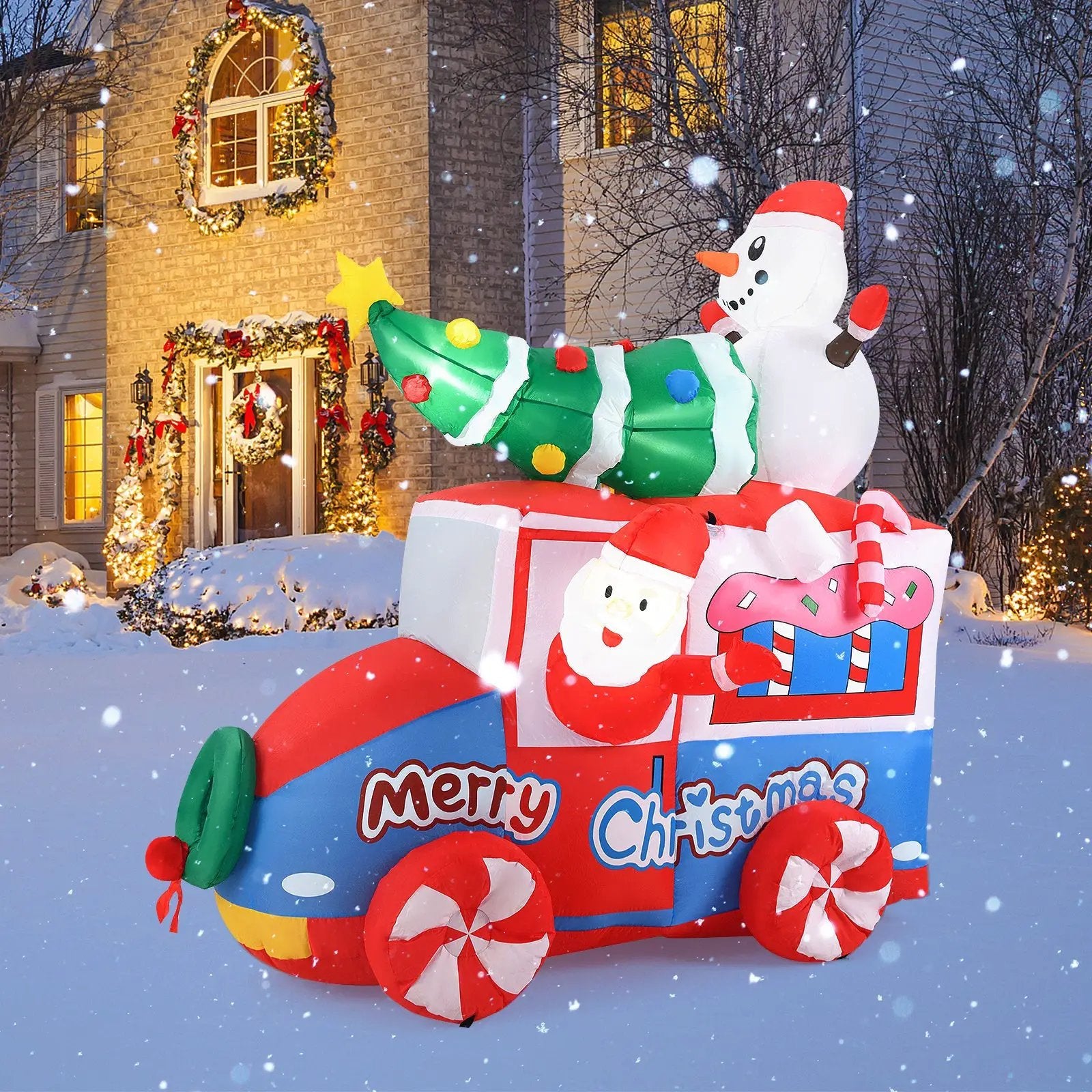 6 ft Christmas Inflatable Santa on Car Blow up Festive Vehicle with Santa Clause by DirectDeals