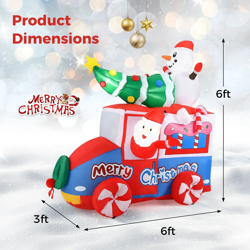 6 ft Christmas Inflatable Santa on Car Blow up Festive Vehicle with Santa Clause by DirectDeals