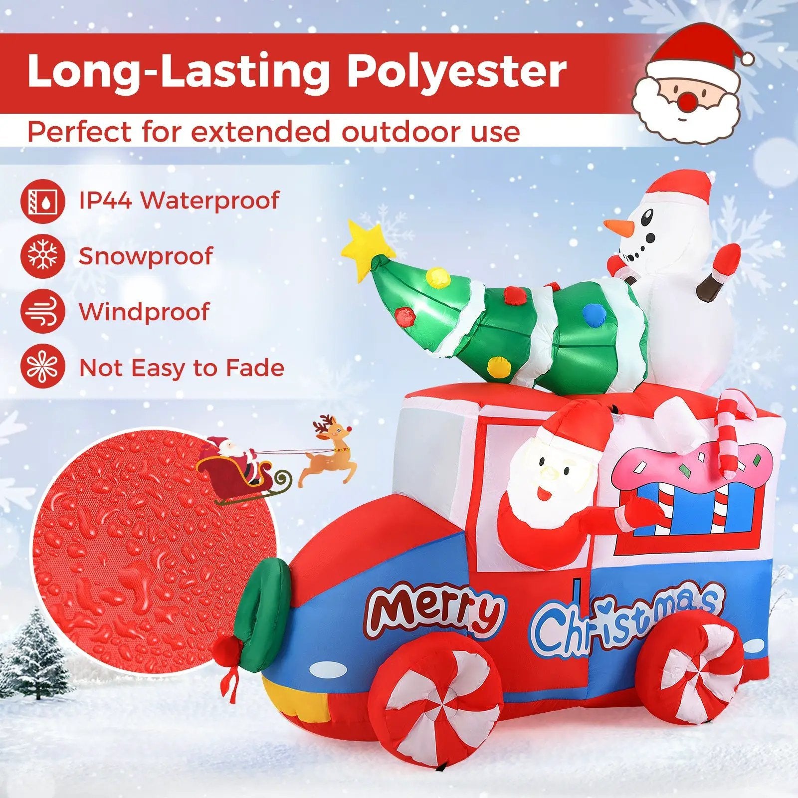 6 ft Christmas Inflatable Santa on Car Blow up Festive Vehicle with Santa Clause by DirectDeals