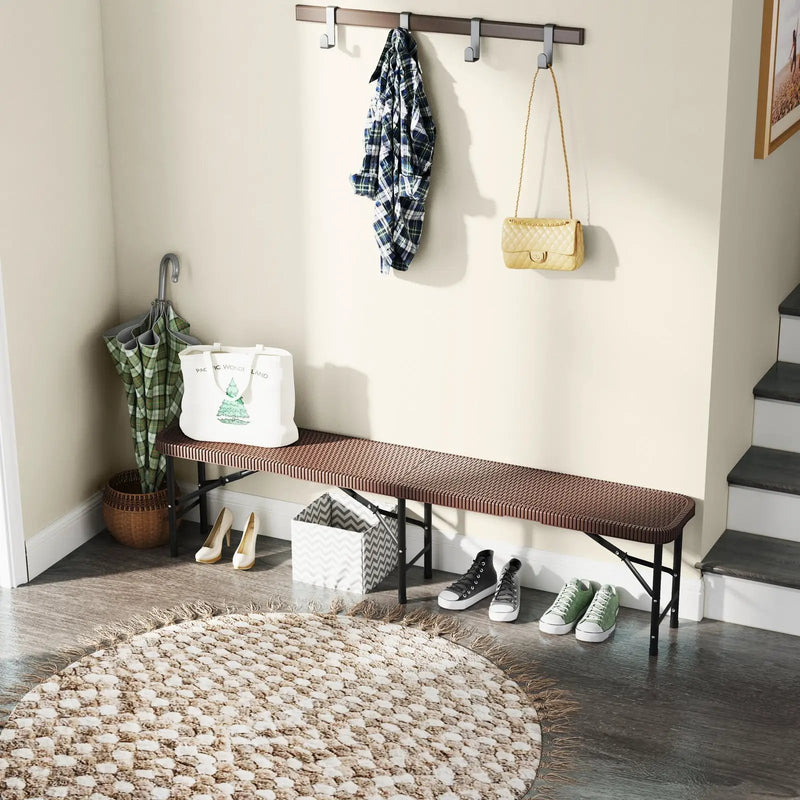 6 ft Plastic Folding Bench with 1320 LBS Capacity and Handle-Brown by DirectDeals
