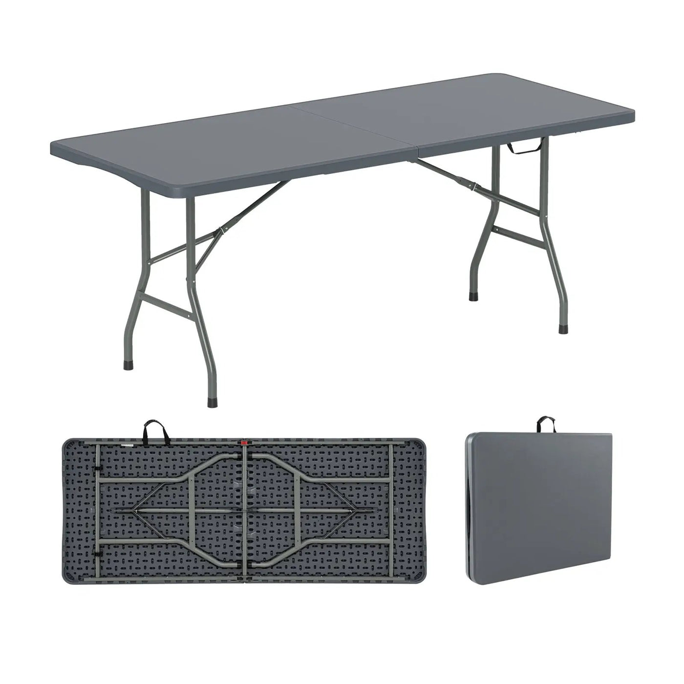 6 ft Portable Folding Table 350 LBS Fold-in-Half Table with HDPE Tabletop by DirectDeals