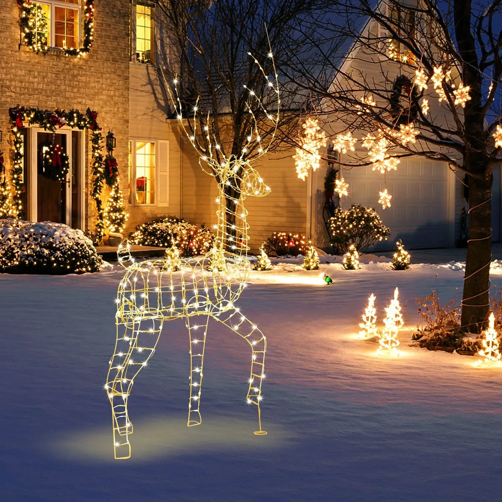 6 FT Pre-Lit Christmas Reindeer with 300 Warm White LED Lights and Zip Ties by DirectDeals