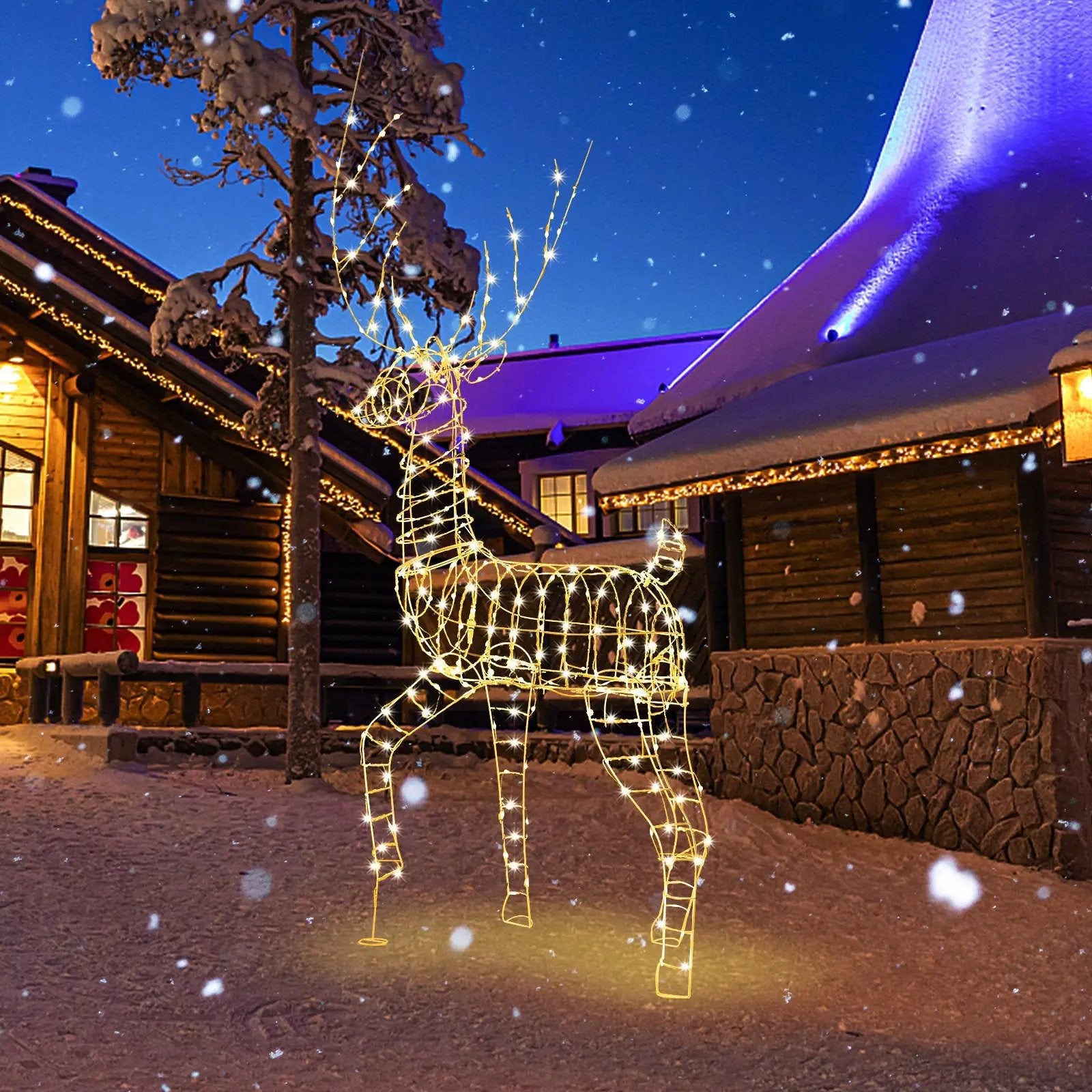 6 FT Pre-Lit Christmas Reindeer with 300 Warm White LED Lights and Zip Ties by DirectDeals