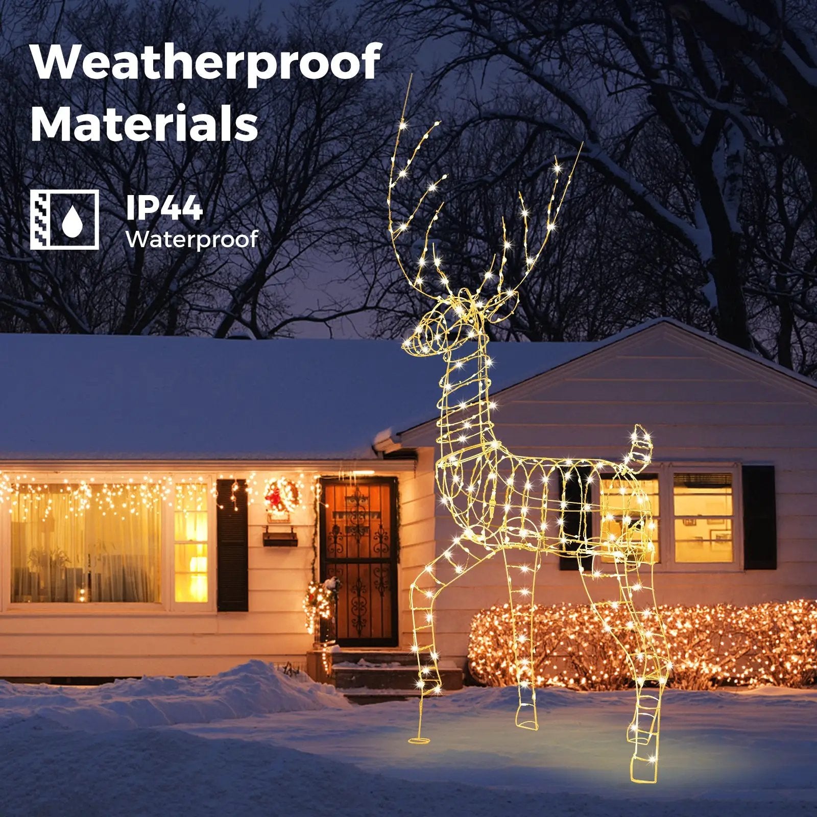 6 FT Pre-Lit Christmas Reindeer with 300 Warm White LED Lights and Zip Ties by DirectDeals