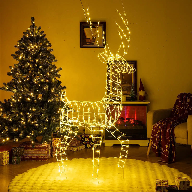 6 FT Pre-Lit Christmas Reindeer with 300 Warm White LED Lights and Zip Ties by DirectDeals