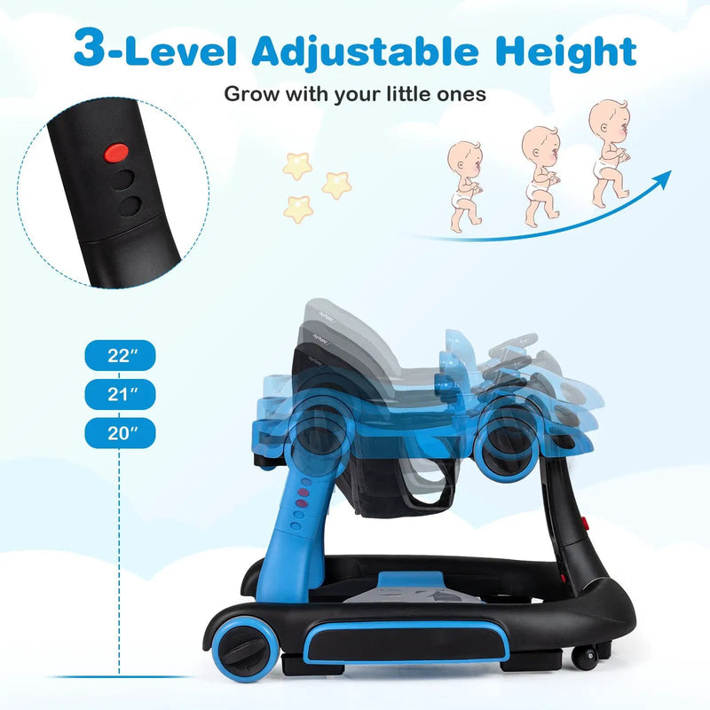 6-in-1 Baby Walker with Canopy Portable Activity Center Bouncer Rocker Combo with Music by DirectDeals