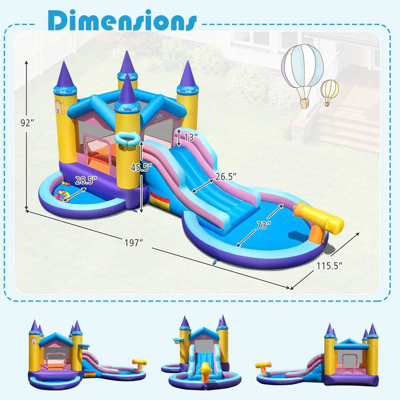 6-in-1 Inflatable Kids Water Park with 678W Blower by DirectDeals