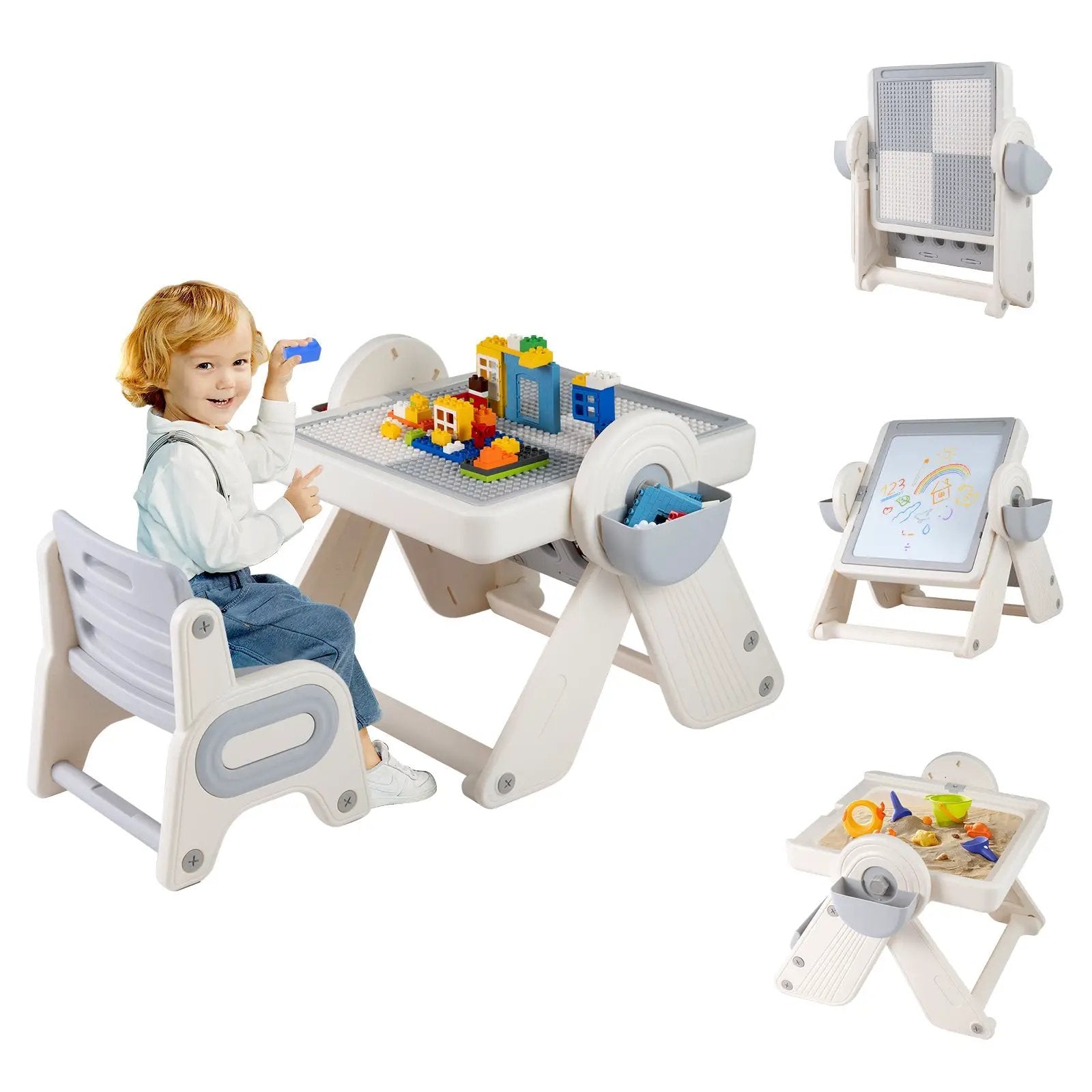 6-in-1 Multi-activity Children Table and Chair Set Folding Art Easel Set by DirectDeals