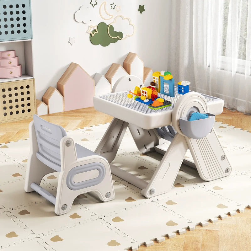 6-in-1 Multi-activity Children Table and Chair Set Folding Art Easel Set by DirectDeals