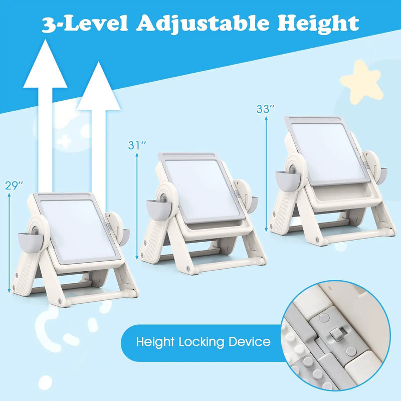 6-in-1 Multi-activity Children Table and Chair Set Folding Art Easel Set by DirectDeals