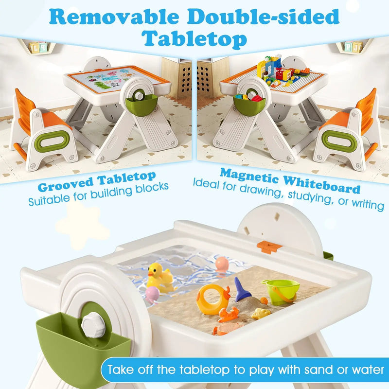 6-in-1 Multi-activity Children Table and Chair Set Folding Art Easel Set by DirectDeals