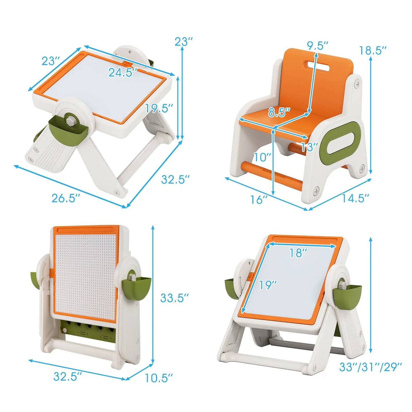 6-in-1 Multi-activity Children Table and Chair Set Folding Art Easel Set by DirectDeals