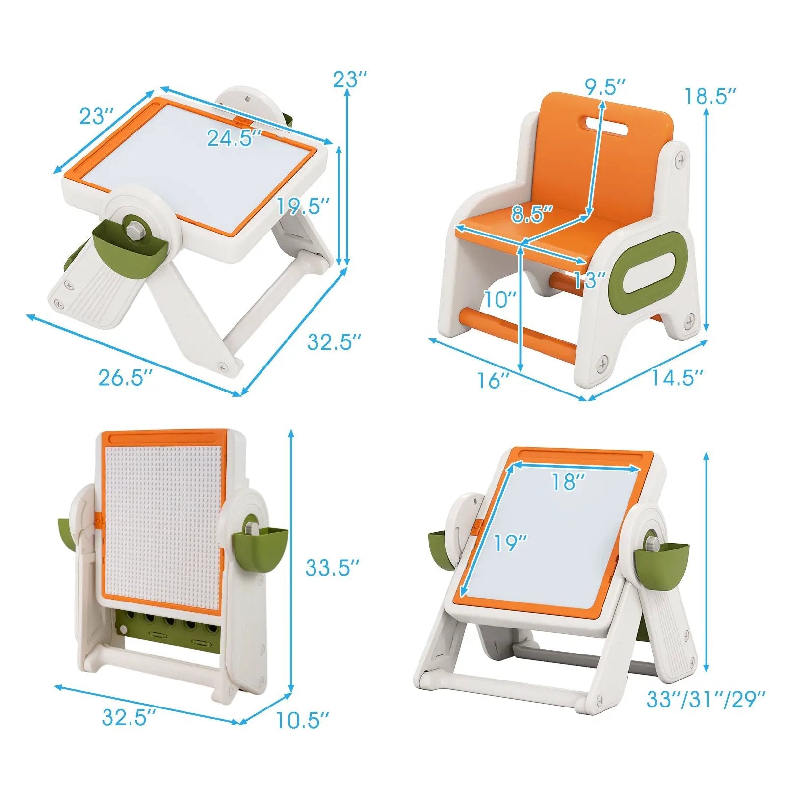 6-in-1 Multi-activity Children Table and Chair Set Folding Art Easel Set by DirectDeals