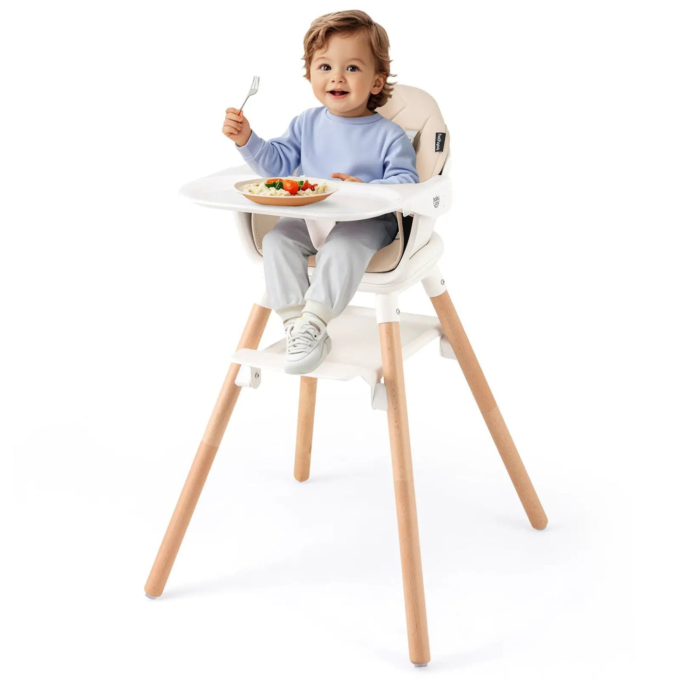 6-in-1 Baby High Chair with Removable Dishwasher and Safe Tray-White by DirectDeals