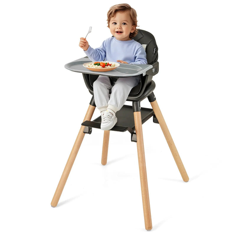 6-in-1 Baby High Chair with Removable Dishwasher and Safe Tray-White by DirectDeals