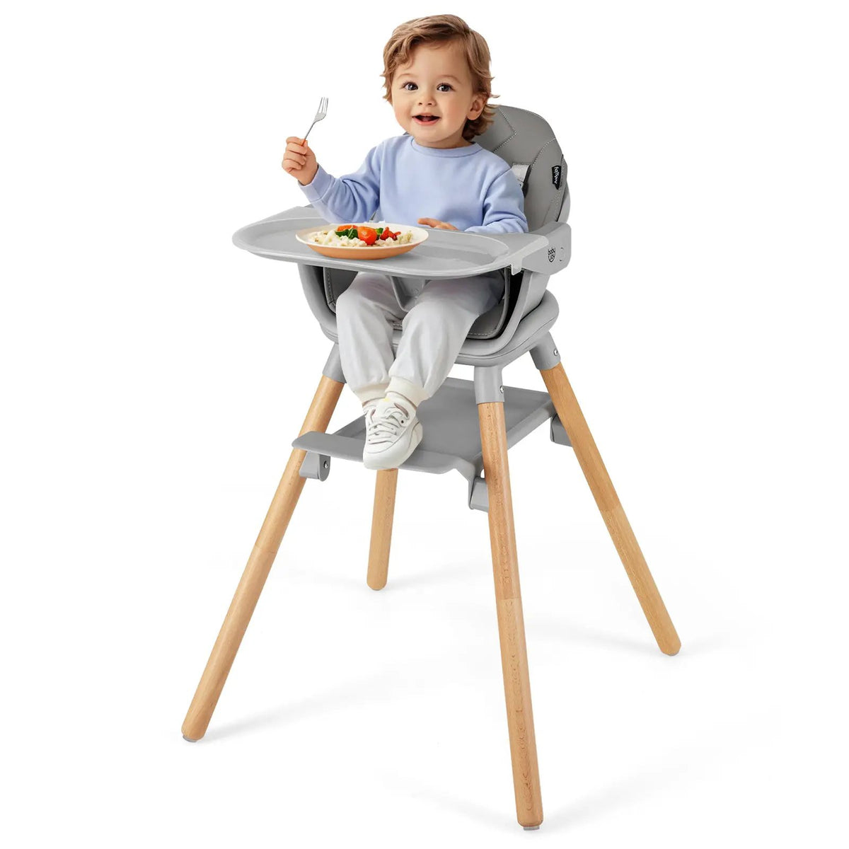 6-in-1 Baby High Chair with Removable Dishwasher and Safe Tray-White by DirectDeals