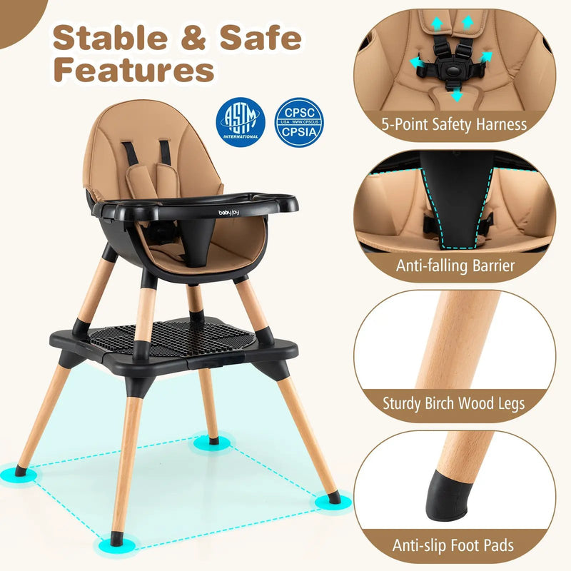 5-in-1 Baby Wooden Convertible High Chair by DirectDeals