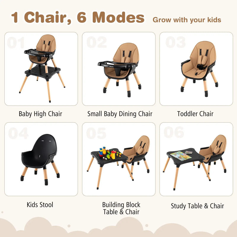 5-in-1 Baby Wooden Convertible High Chair by DirectDeals