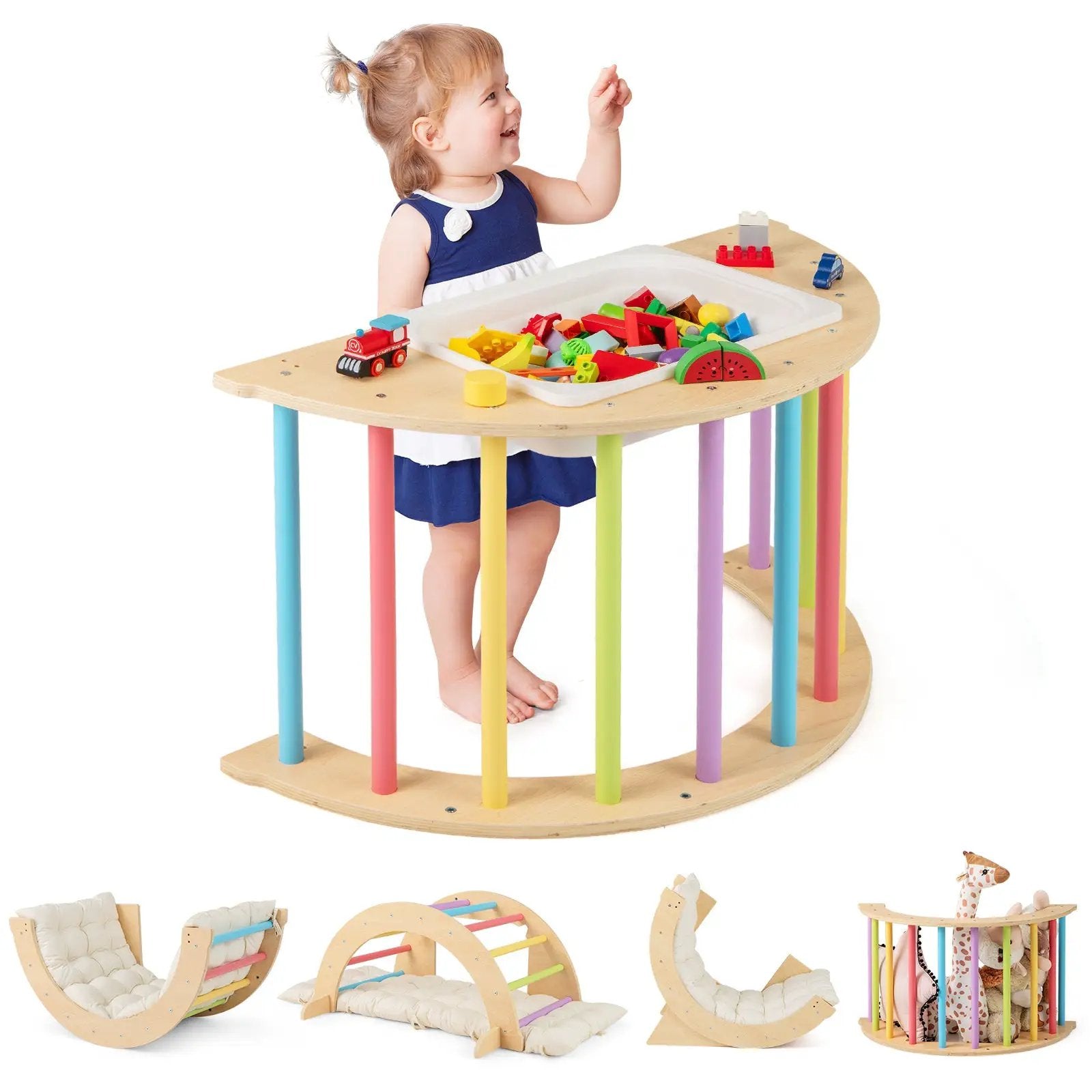 6 in 1 Kids Climbing Arch Playset wIth Removable Cushion and Stoppers by DirectDeals