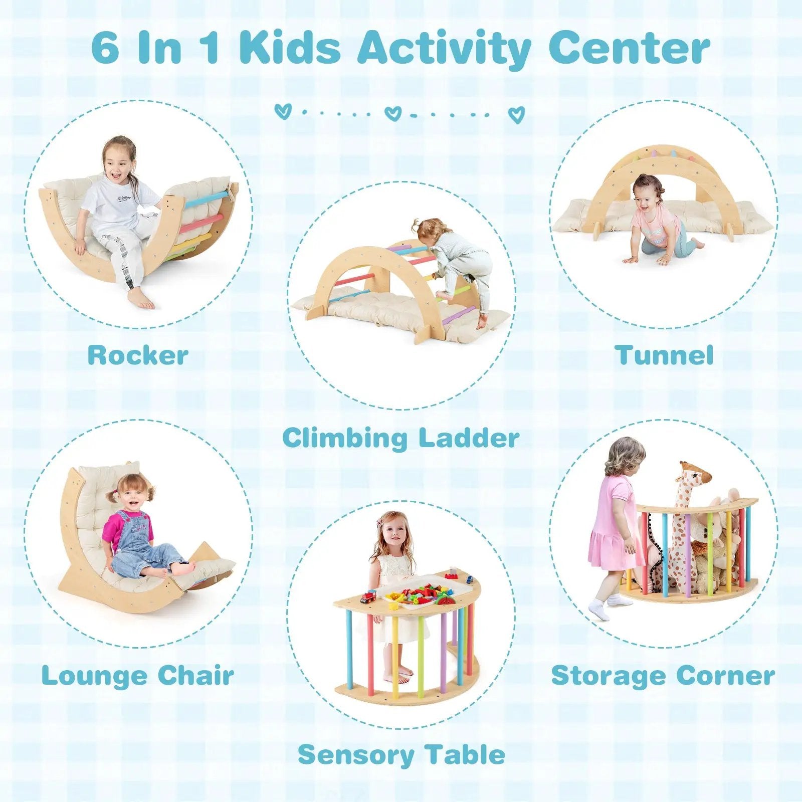 6 in 1 Kids Climbing Arch Playset wIth Removable Cushion and Stoppers by DirectDeals