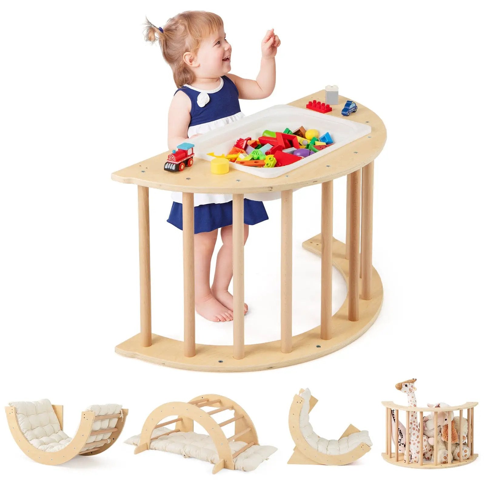 6 in 1 Kids Climbing Arch Playset wIth Removable Cushion and Stoppers by DirectDeals