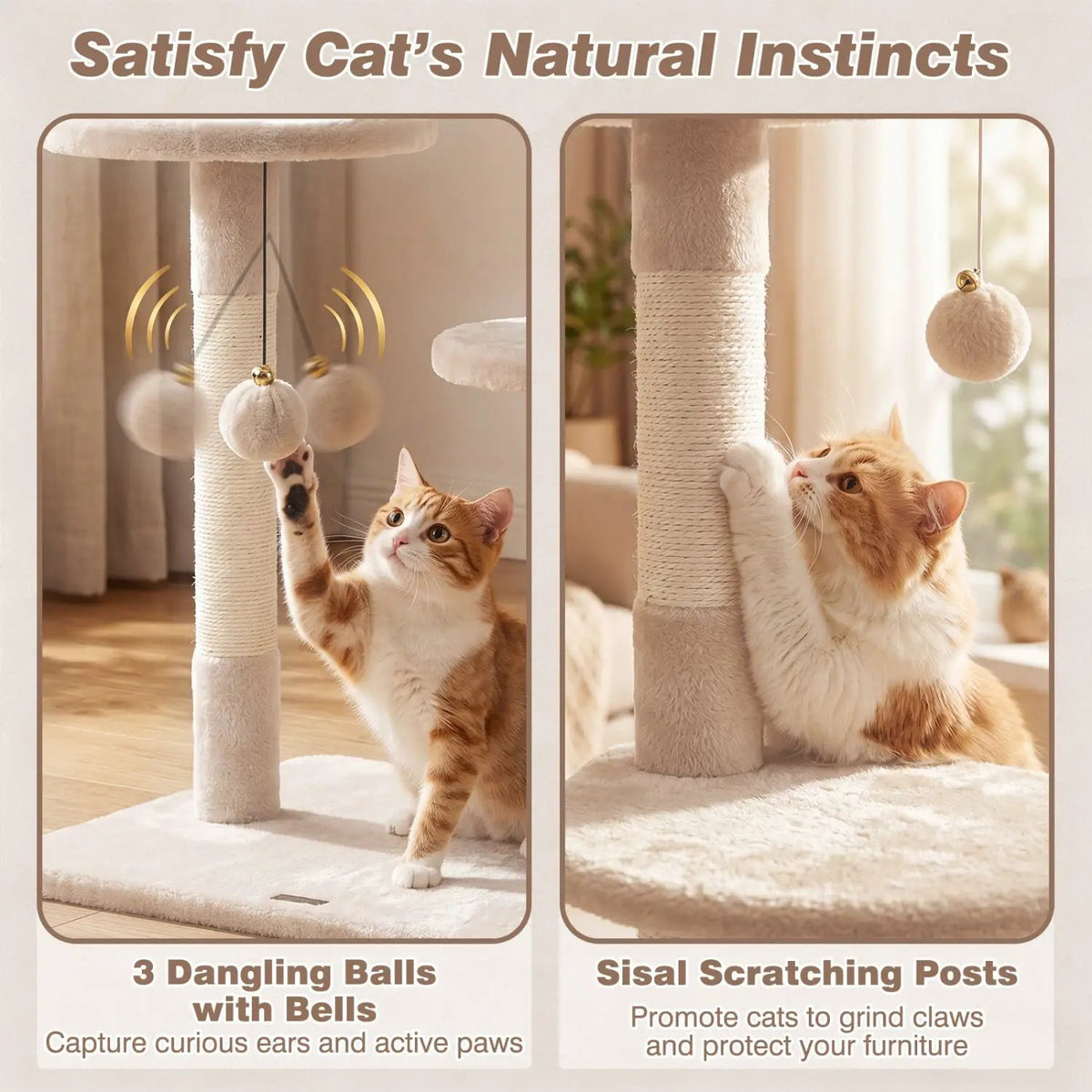 Floor-to-Ceiling Cat Tree with 6 Tiers and Hammock by DirectDeals