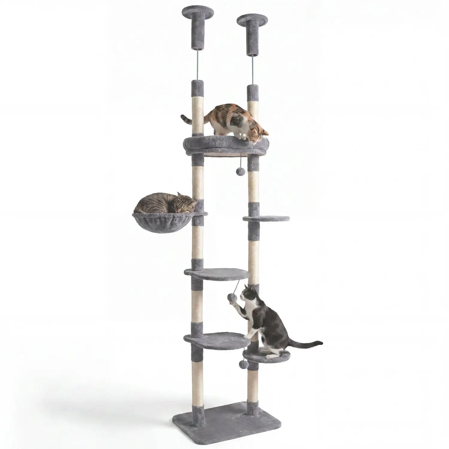Floor-to-Ceiling Cat Tree with 6 Tiers and Hammock by DirectDeals