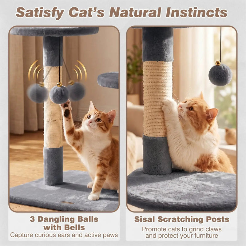 Floor-to-Ceiling Cat Tree with 6 Tiers and Hammock by DirectDeals