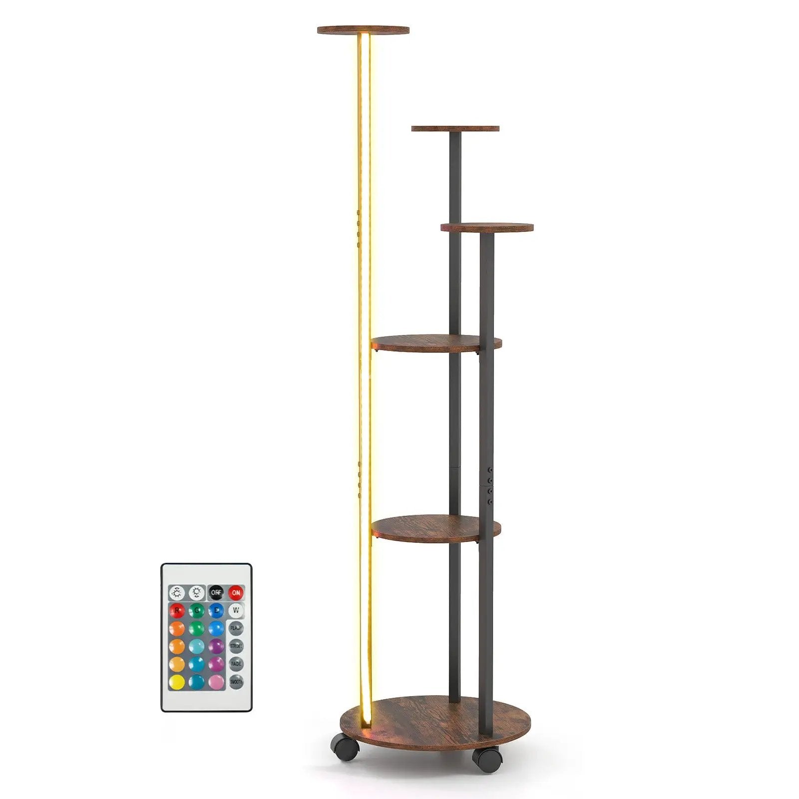 6-tier Plant Stand with RGB Light and Wheels 57inch Tall Indoor Display Shelf Flowerpot Holder by DirectDeals