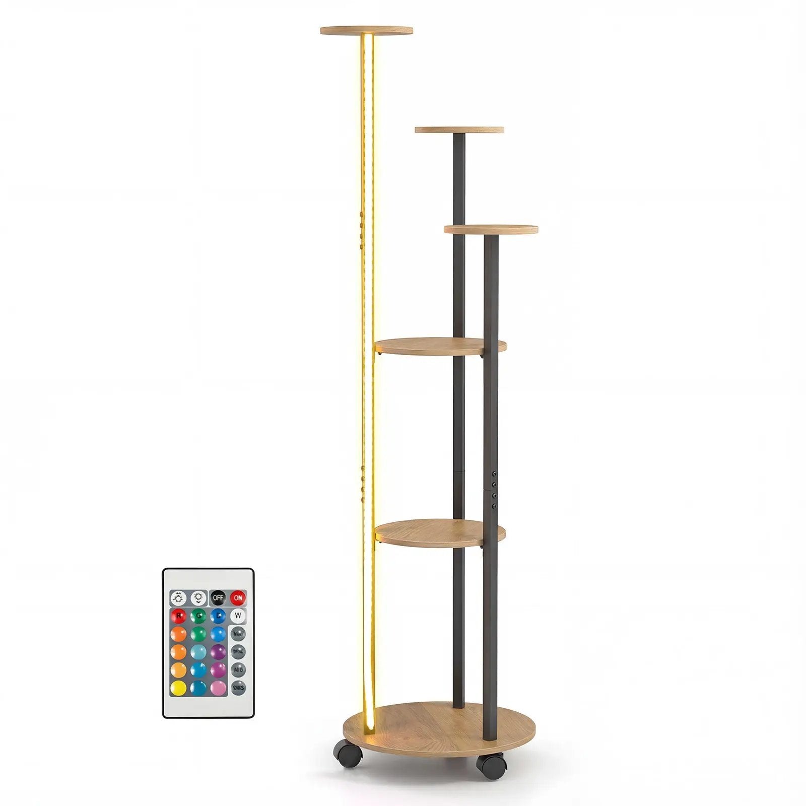 6-tier Plant Stand with RGB Light and Wheels 57inch Tall Indoor Display Shelf Flowerpot Holder by DirectDeals
