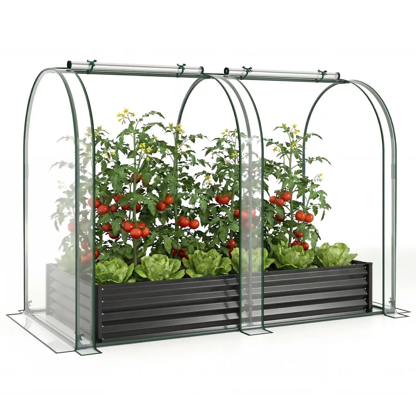 6 x 3 x 1 FT Galvanized Raised Garden Bed with Greenhouse Cover by DirectDeals