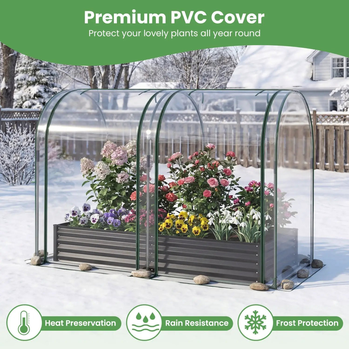 6 x 3 x 1 FT Galvanized Raised Garden Bed with Greenhouse Cover by DirectDeals