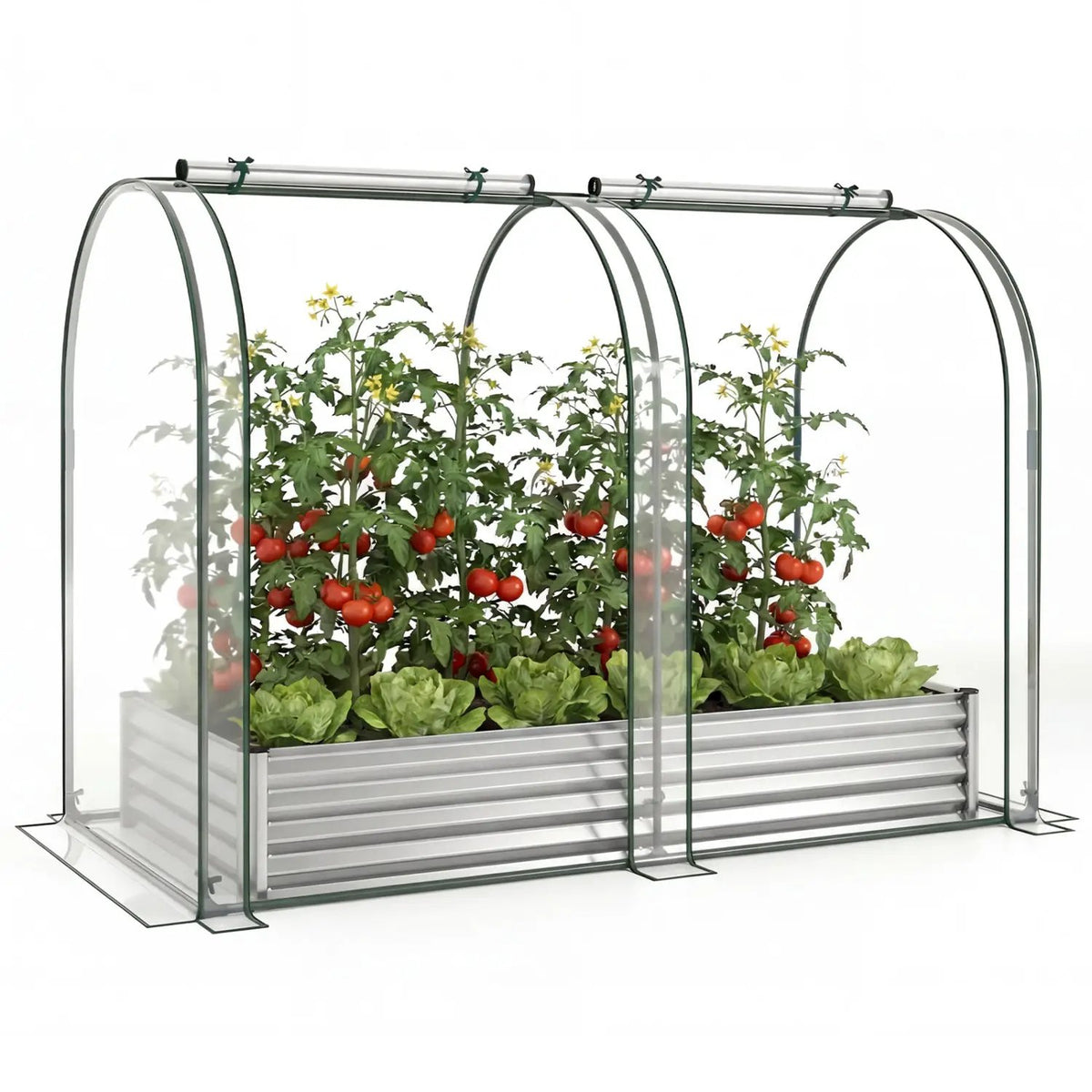 6 x 3 x 1 FT Galvanized Raised Garden Bed with Greenhouse Cover by DirectDeals