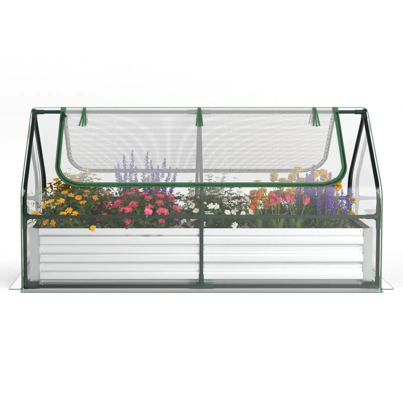 6 x 3 x 3 Feet Galvanized Raised Garden Bed with Greenhouse by DirectDeals