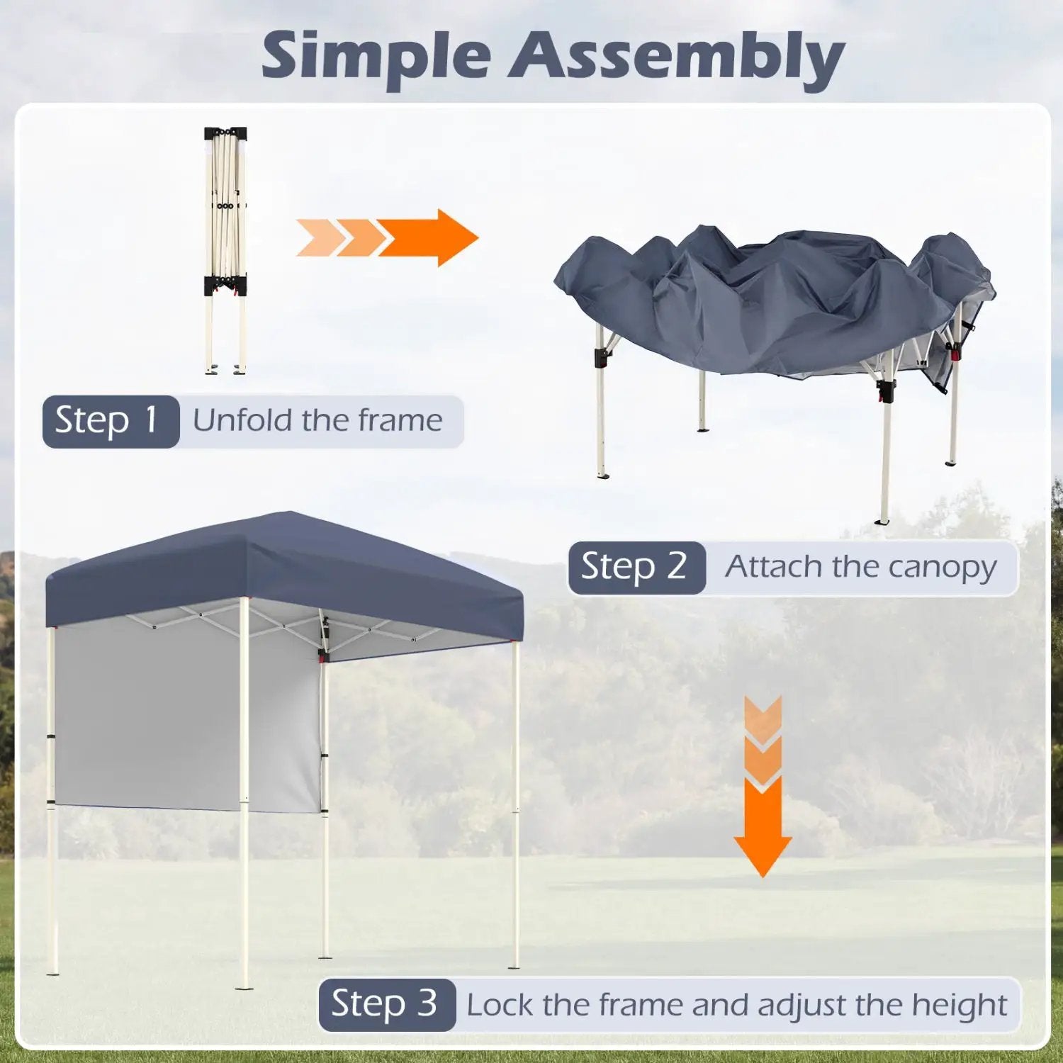 6 x 4 FT Pop-Up Canopy Tent with 1 Half Sidewall Easy Setup Folding Outdoor Sun Shelter by DirectDeals