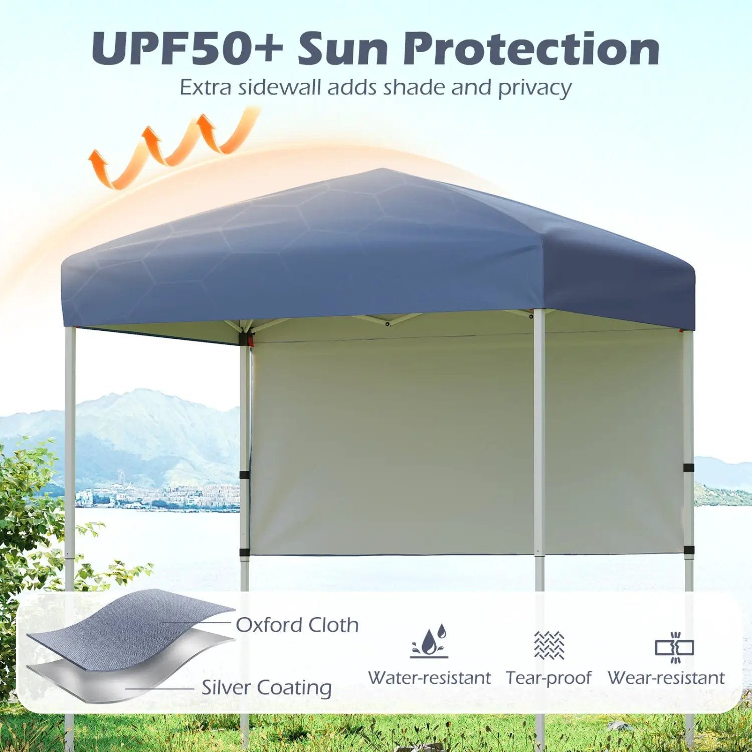 6 x 4 FT Pop-Up Canopy Tent with 1 Half Sidewall Easy Setup Folding Outdoor Sun Shelter by DirectDeals