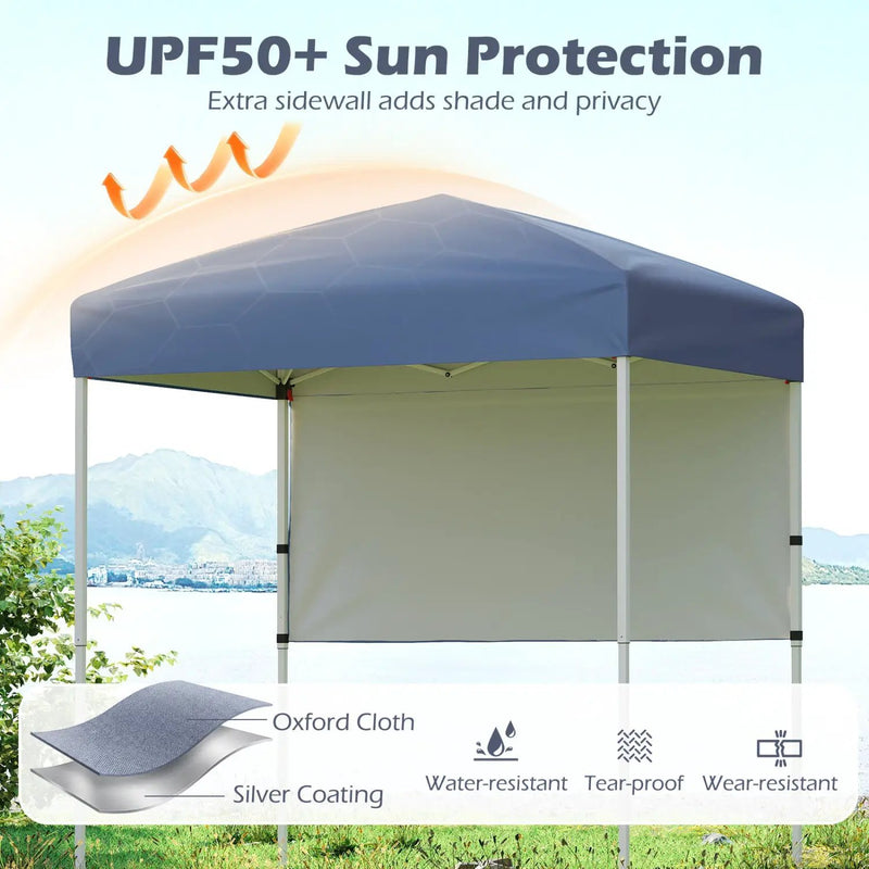 6 x 4 FT Pop-Up Canopy Tent with 1 Half Sidewall Easy Setup Folding Outdoor Sun Shelter by DirectDeals