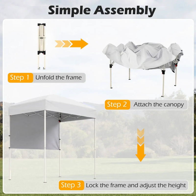 6 x 4 FT Pop-Up Canopy Tent with 1 Half Sidewall Easy Setup Folding Outdoor Sun Shelter by DirectDeals