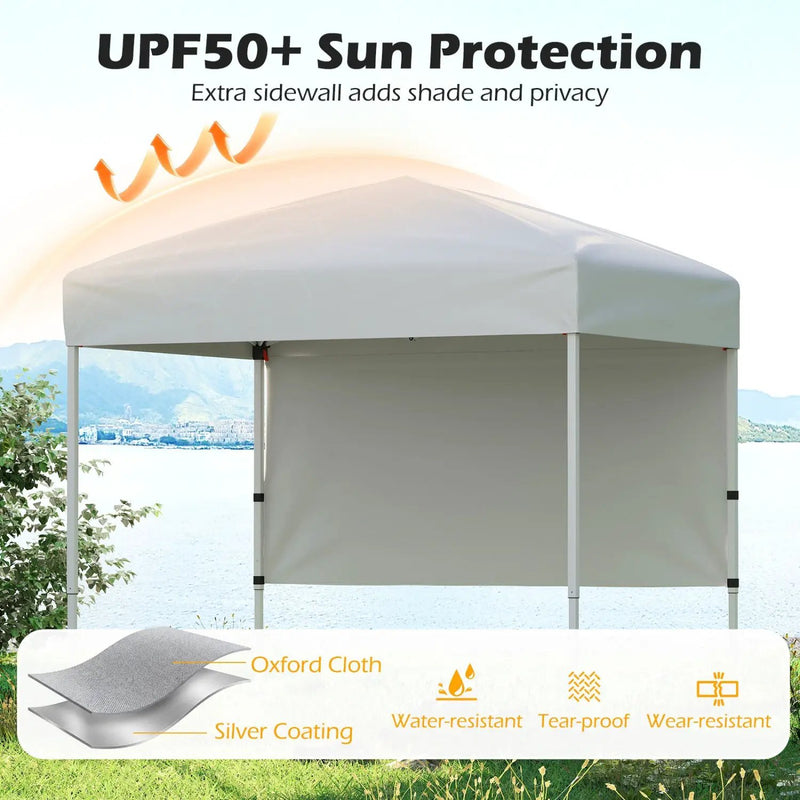 6 x 4 FT Pop-Up Canopy Tent with 1 Half Sidewall Easy Setup Folding Outdoor Sun Shelter by DirectDeals
