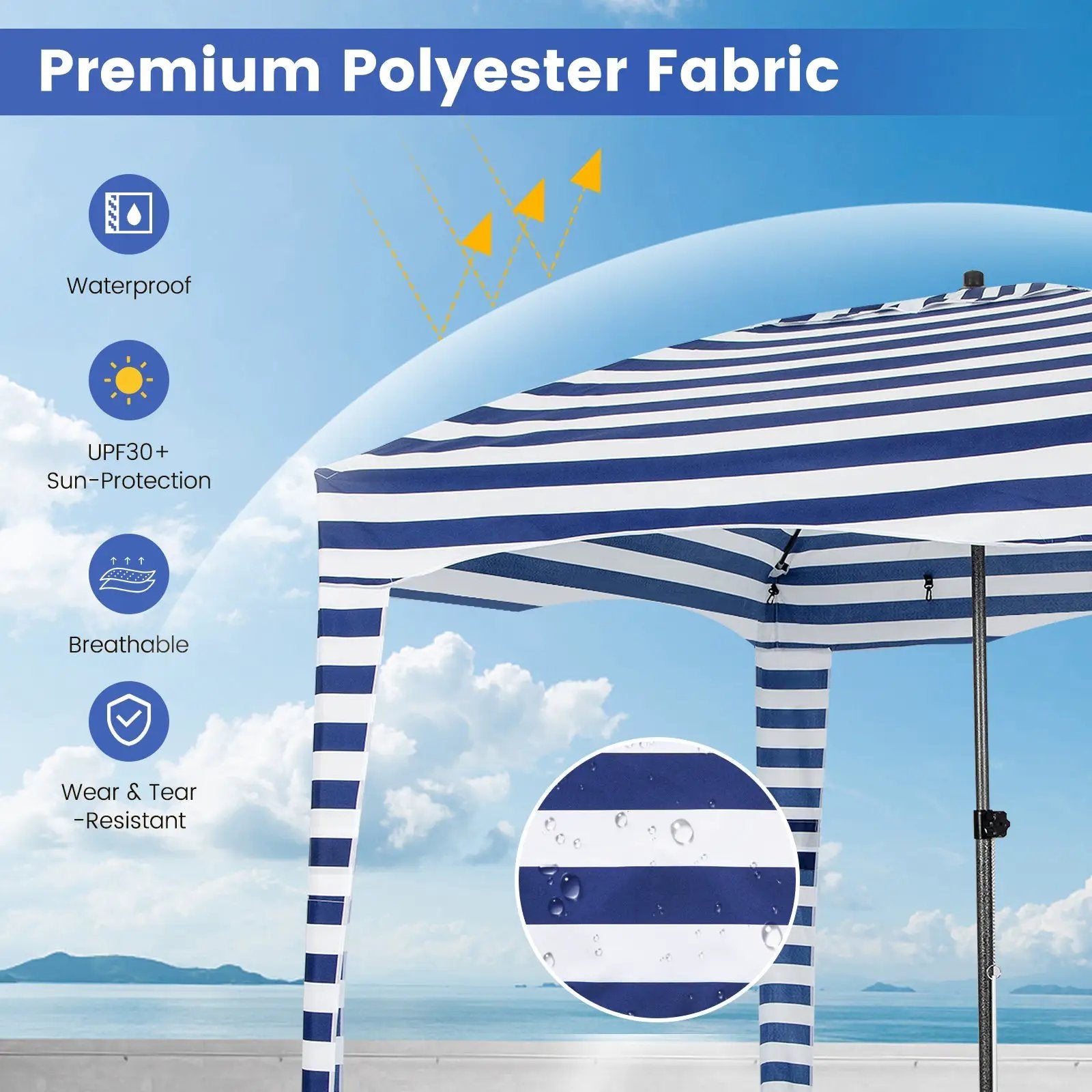 6 x 6 Feet Foldable Beach Cabana Tent with Carrying Bag and Detachable Sidewall by DirectDeals