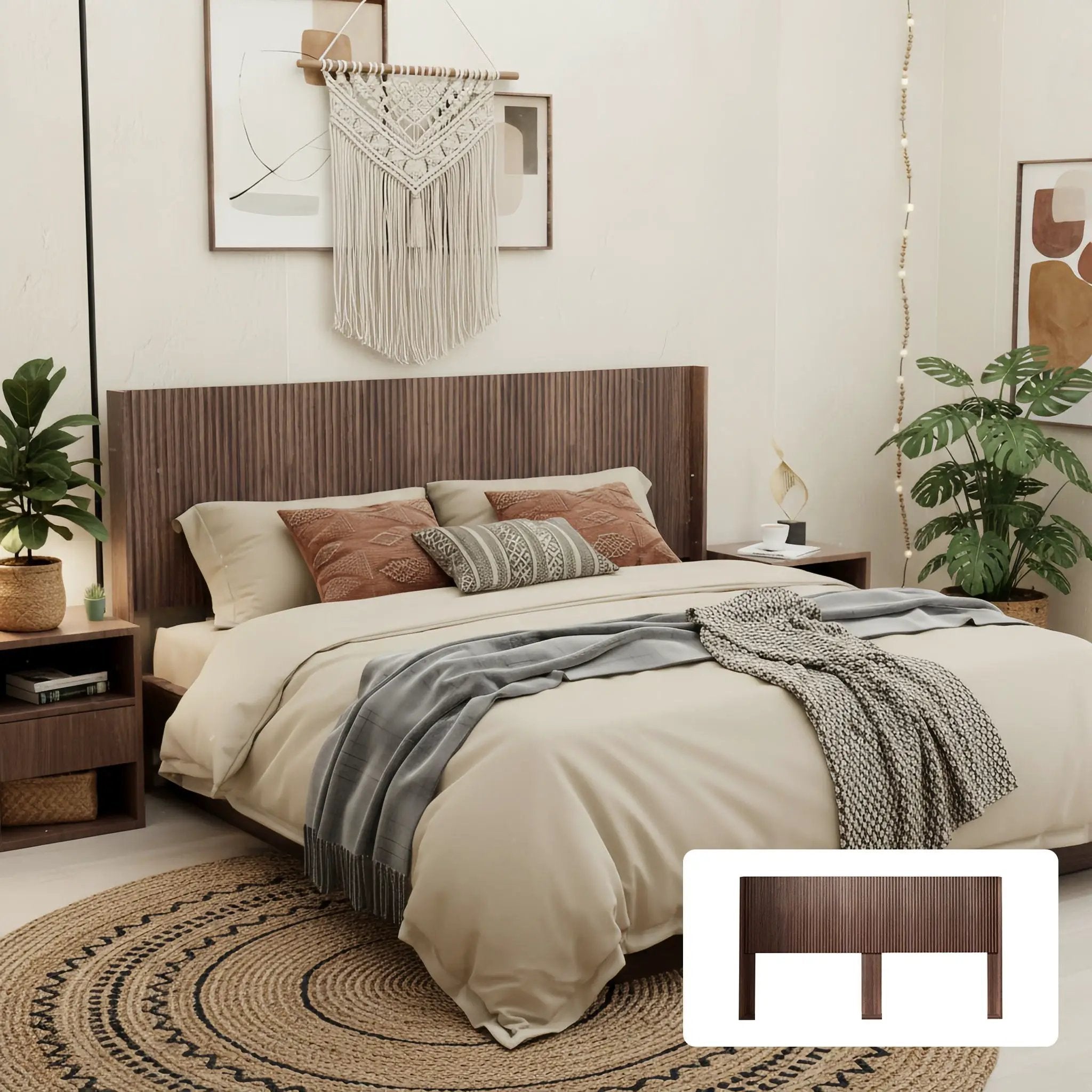 Modern Wide Wall Mounted Fluted Panel Headboard by HouseOfZazla