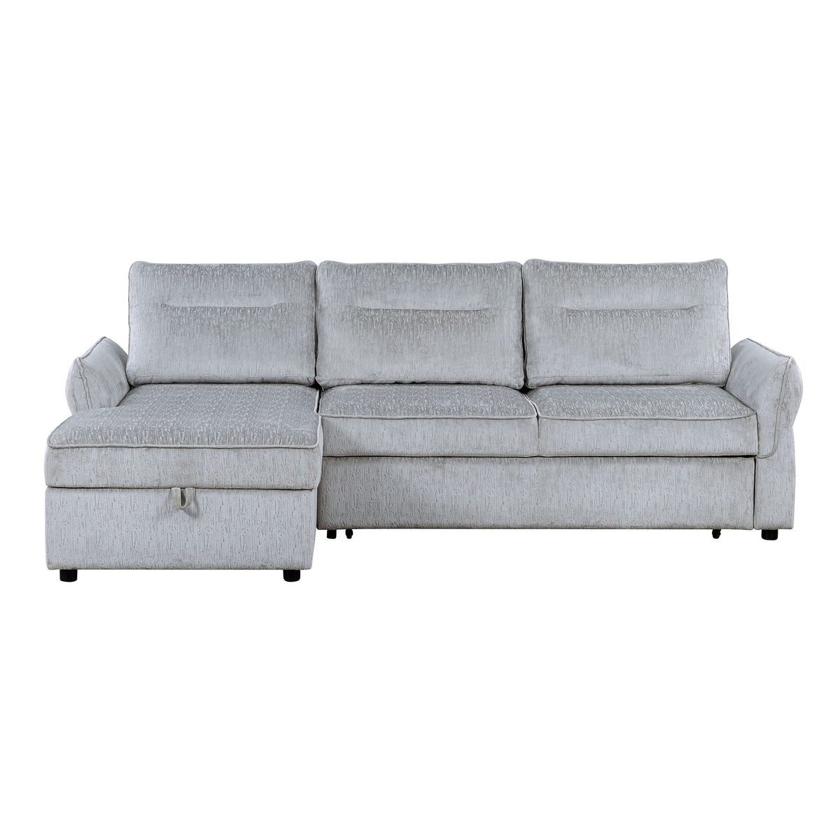Gray Sofabed Stationary Sectional with Storage - Contemporary Design