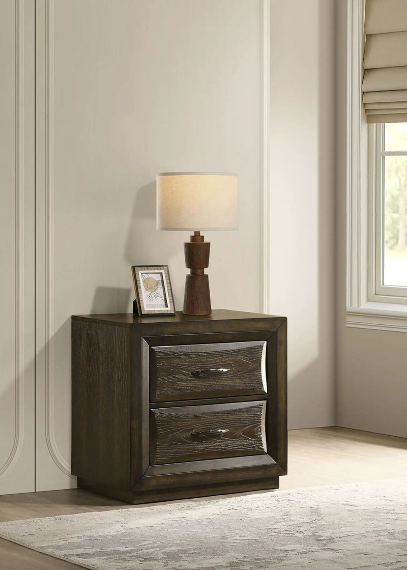 Atlas 2-drawer Bedroom Nightstand Bedside Table Dark Oak by Unique Piece Furniture