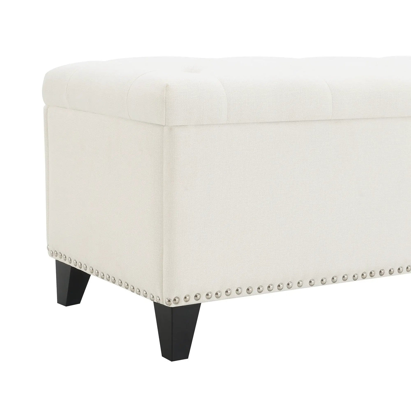 Button-Tufted Storage Ottoman With Safety Close Hinge by HouseOfZazla