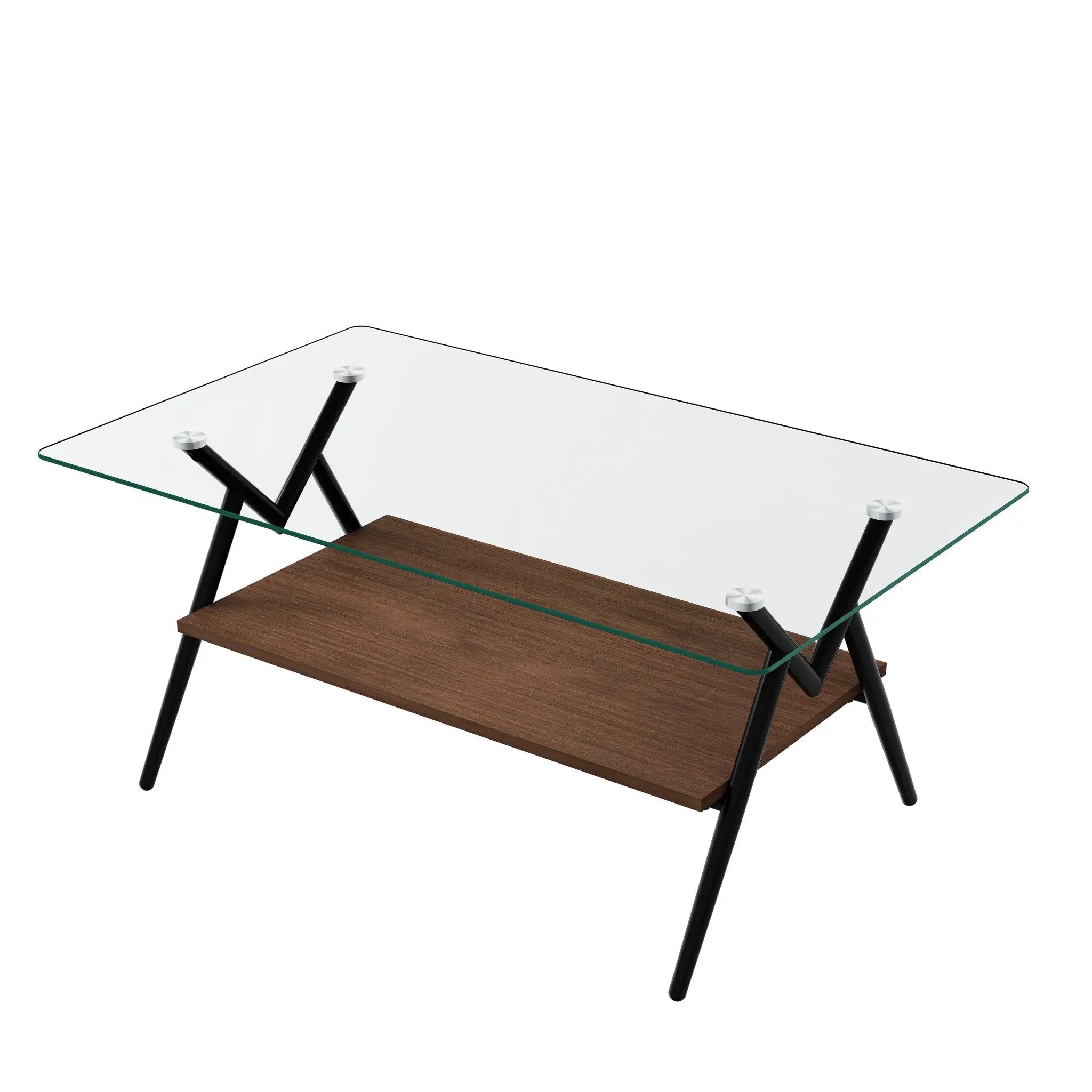 Rectangle Coffee Table With Tempered Glass Top And Shelf by Unique Piece Furniture