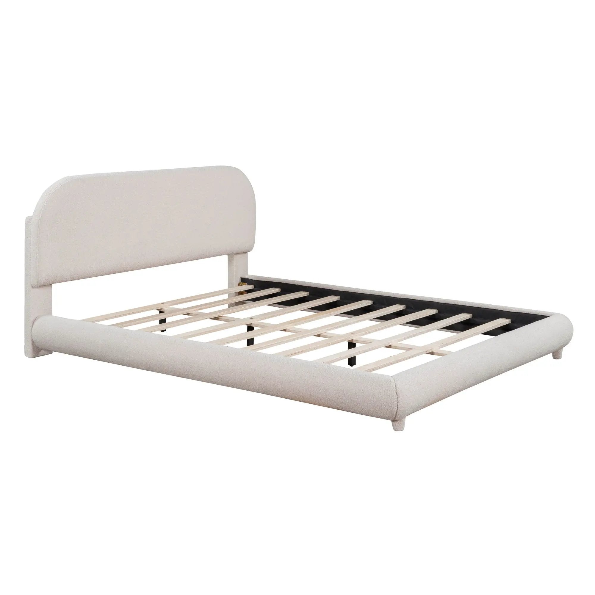 Upholstered Platform Bed With Thick Solid Frame And Stylish Curve-Shaped Design by Unique Piece Furniture