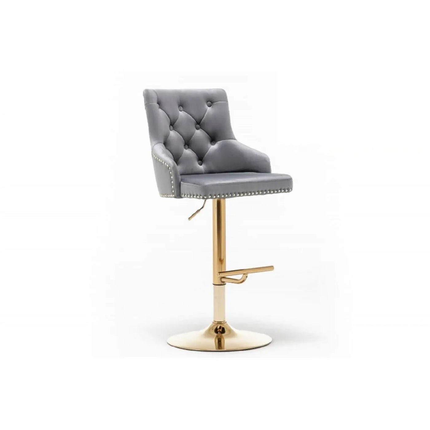 Adjustable Swivel Bar Stool With Nailhead Trim (Set of 2) by HouseOfZazla