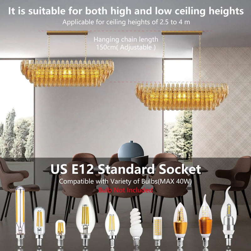 Modern Chandeliers for Dining Room, 54" Large Rectangle Gold Kitchen Chandelier Over Table by HouseOfZazla